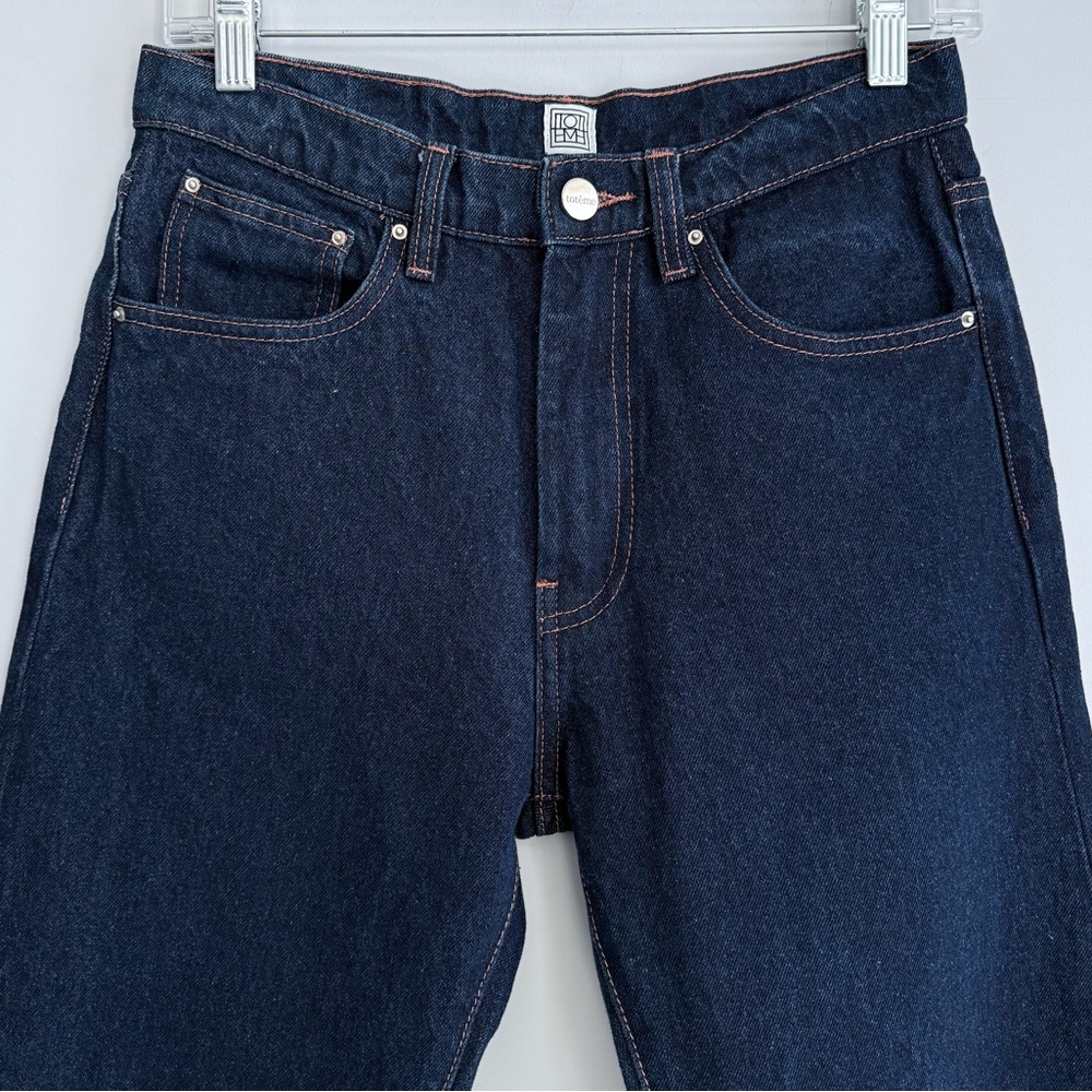 Totême Barrel Leg Jeans Raw Blue Wash 26 Organic Cotton High Rise Made in Italy - Picture 6 of 16
